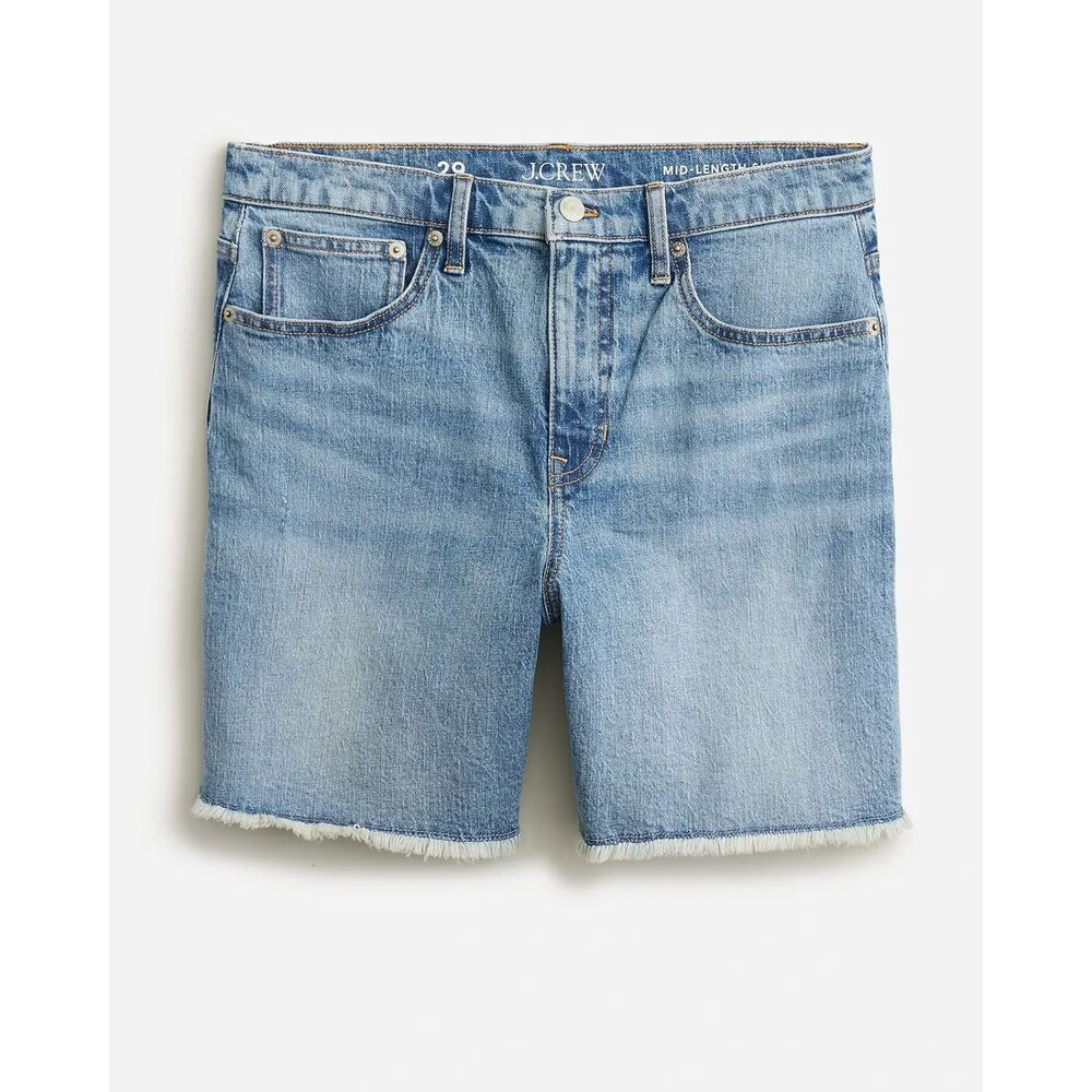 J.Crew Midlength Denim Shorts Hickory Wash Size 29 High Rise Summer Casual Chic